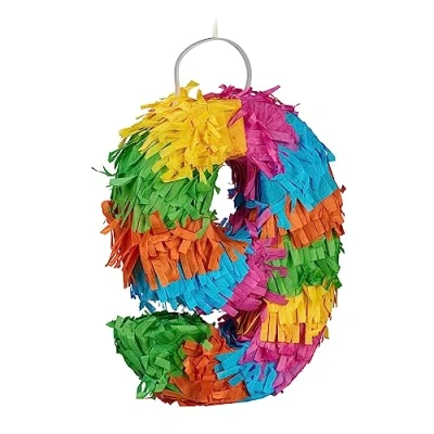 Immagine di Relaxdays Pinata 9&quot; Pignatta Numero 9, Mini Piñata da Appendere, Gioco Bambini, Compleanni, Riempire, 20 x 15 4 cm, Colorata, 80% Cartone 20% Carta