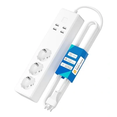 Immagine di Meross Ciabatta Italiana con Apple HomeKit Intelligente, Multipresa Smart WiFi 16A 3 Prese 4 Porte USB, Protezione da Sovraccarico, Compatibile Alexa, Google Home, SmartThings