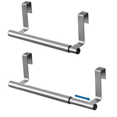 Immagine di Tatkraft Spread Portasciugamani in Acciaio Inossidabile da Appendere sopra la Porta per Cucine e Bagni con Striscia Antiscivolo AntiGraffio Larghezza 25 a 40 cm