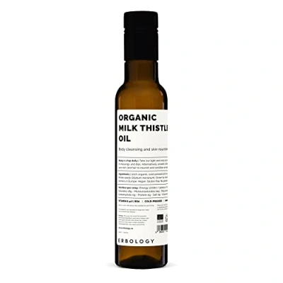 Immagine di Olio di Cardo Mariano 100% Bio 250 ml Spremuto a Freddo Qualità Superiore Ricco Vitamina E Disintossicante Direttamente dalla Fattoria Non OGM Senza Additivi o Conservanti Bottiglia Vetro Riciclabile