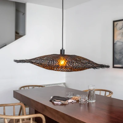 Immagine di Markslöjd Lampada a sospensione Kumo in bambù, nero, 92 cm