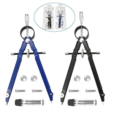 Immagine di PERFETSELL 2 Pezzi Compasso di Precisione Professionale con Accessori Ricambio Architetto Compassi per Tracciare gli Gtudenti Insegnanti Artisti Architetti