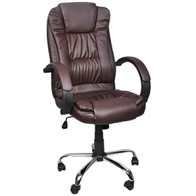 Immagine di MALATEC Sedia da ufficio girevole ergonomica con rivestimento in ecopelle, colore nero/bianco/marrone 8983
