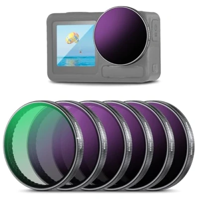 Immagine di NEEWER Set Filtri ND Compatibile con DJI Osmo Action 3/4/5 Pro, 6pz, ND8+ND16+ND32+ND64+ND1000+CPL, Accessori Camera, Filtro a Densità Neutra Polarizzante, Vetro Ottico HD Multistrato, FL A78