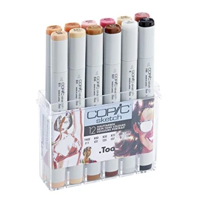 Immagine di COPIC Sketch Set da 12 Colori 21075705, Diverse Tonalita&#039; di Pelle