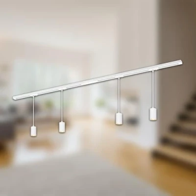 Immagine di Briloner Sistema a binario 230 V, bianco, 4 pendenti, lunghezza 1,5 m