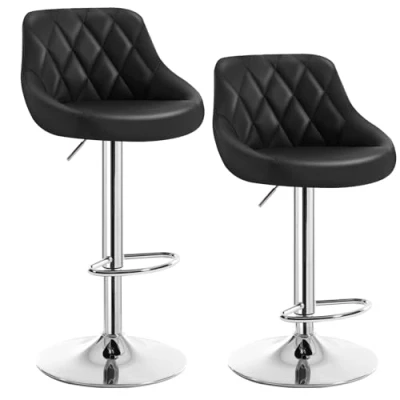 Immagine di WOLTU BH23sz 2 Coppia Sgabelli da Bar Moderni Girevoli Sedia Cucina Alta con Schienale Quadrato Senza Braccioli Altezza Regolabile in Ecopelle Nero
