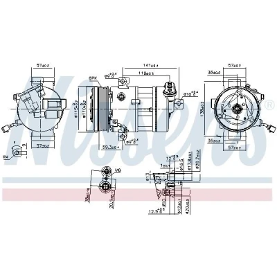 Immagine di NISSENS 890667 Compressore Aria Condizionata 5SL12C 12 PAG 46 R 134a FIAT: 500L, BRAVO 2, LANCIA: DELTA 3