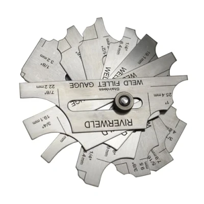 Immagine di RIVERWELD Calibro di profondità per raccordo Rl da 7 pezzi Test metrico ulnare e pollici MG 11 con marcature su entrambi i lati il controllo delle dimensioni della gamba gola del