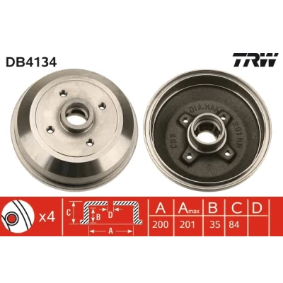 Immagine di TRW DB4134 Freni a Tamburo senza anello sensore ABS OPEL: Corsa B Hatchback, Tigra Coupe