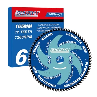 Immagine di LSHUZIYU, 165mm 72T, Taglio Sottile 1.6mm. Foro Centrale Da 20mm Con Rondella 15.88mm. Lama Per Sega Circolare Legno, A Batteria Makita Hikoki Milwaukee Bosch Dewalt.