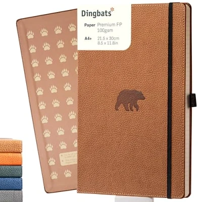 Immagine di Dingbats* Taccuino A Righe Di Fauna Selvatica Extra Grande Quaderno A4, Copertina Rigida in Pelle PU Portapenne, Segnalibro, Chiusura Elastico