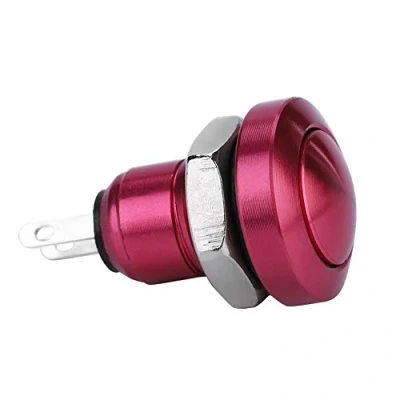Immagine di Pulsante momentaneo dell&#039;automobile, 1A 24V 8mm Mini impermeabile auto Interruttore di alimentazione In lega zinco alluminio Shell Adatto (Red)