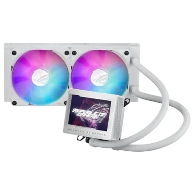 Immagine di ASUS ROG Ryujin III 240 ARGB Dispositivo di raffreddamento a liquido all in one, Cooler CPU con LCD da 3,5&quot;, Pompa Asetek 8a generazione, Ventole del radiatore 120 mm, Daisy Chain, Bianco