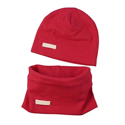 Immagine di LACOFIA Set di Berretto e Sciarpa Colletto per Bambina Cappello a Maglia neonata Cotone Sciarpe Bandana da Rossa 0 6 Mese
