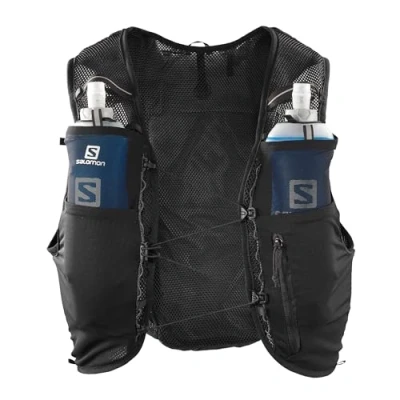 Immagine di Salomon Adv Hydra Vest 4 Gilet da Running con Flask Inclusi Unisex, Comfort e stabilità, Idratazione ad accesso rapido, Semplicità, Nero, XS