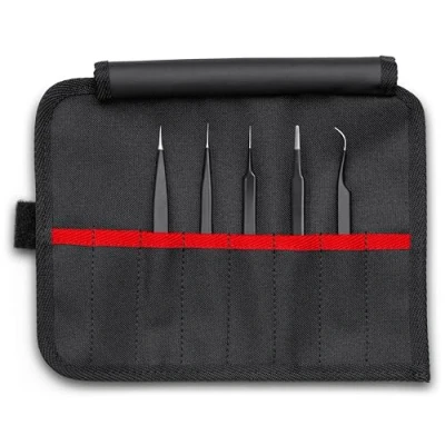 Immagine di Knipex 92 00 01 ESD Kit pinzette universali 5 parti Acuminate, fini, extra sottili 128 mm
