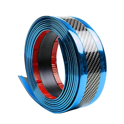 Immagine di ETOPARS Protezione Paraurti Auto Fibra di Carbonio Blu 7cmx2.5m Protezioni per davanzali Porta Gomma Soglia Trim Autoadesive Antigraffio
