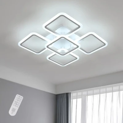 Immagine di Comely Plafoniera LED Soffitto Dimmerabile, 57W Lampada da con Telecomando, Bianco Moderno in Acrilico per Camera Letto, Soggiorno, Sala Pranzo e Cucina