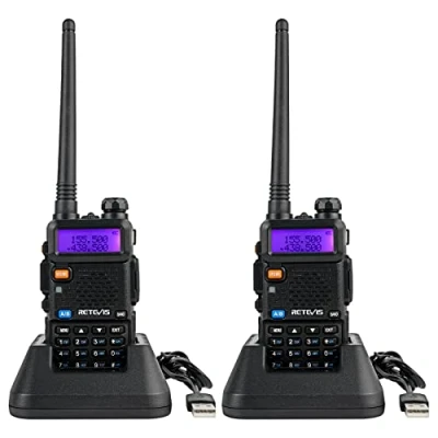 Immagine di Retevis RT5R Walkie Talkie, Ricetrasmittenti Professionali UV Doppia Banda, VOX FM a 128 Canali Lungo Raggio Radio Bidirezionale Portatile per Campeggio, Caccia (Nero, 2Pezzi)
