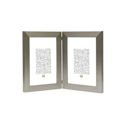 Immagine di Deknudt Frames S41VD1 H2V 10.0X15.0 Cornice portafoto Doppia, in Formato Verticale, Colore Argento 19,4 x 15,1 1,6 cm