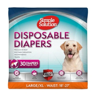 Immagine di Simple Solution Pannolini usa e getta per cani femminili Super assorbente a prova di perdite donne in calore, minzione eccitabile, incontinenza o addestramento cuccioli