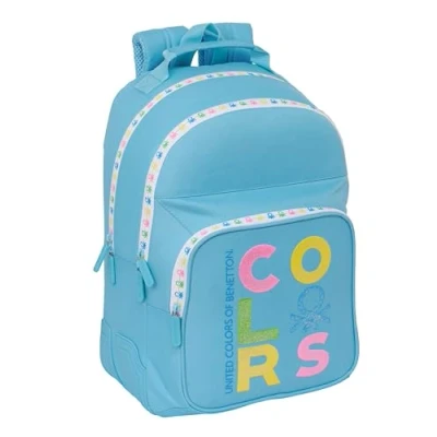 Immagine di BENETTON SPRING Zaino scuola per bambini, ideale bambini di diverse età, comodo e versatile, qualità resistenza, 32 x 15 42 cm, colore celeste, azzurro, Estándar, Casual