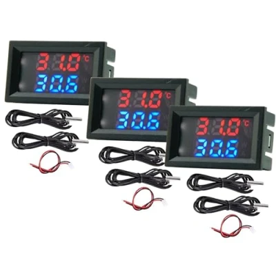 Immagine di Misurazione 4 30 V alimentazione diretta rosso + blu termometro digitale a doppio display con sensore di temperatura impermeabile in metallo (3)