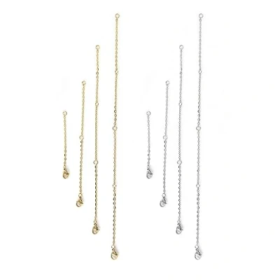 Immagine di TAFACE 8 pezzi Collana Extender, Silver Gold Gioielli Bracciale Caviglia Extender per Donne e Uomini (4 Taglie), Acciaio inossidabile