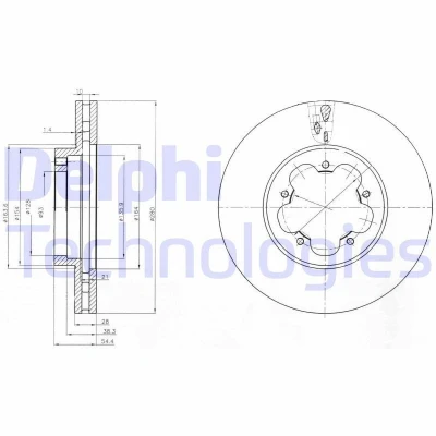Immagine di DELPHI BG4007 Disco freno 280 28 5 ventilato Oleato non trattato senza cuscinetto ruota, anello sensore ABS FORD: Transit Mk6 Bus