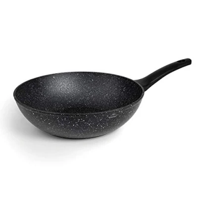 Immagine di LACOR 26848 Padella Wok, antiaderente, alluminio forgiato di alta qualità, adatta a tutti i tipi fornelli inclusi induzione, Full Induction, Ø28 cm, ecologico e senza PFOA, nero.