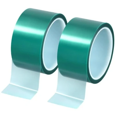 Immagine di QWORK® 2 Rotoli Nastro Adesivo Alta Temperatura, 50 mm x 33 m, Kapton per Stampa Sublimatica, Trasferimento di Calore e Isolamento (Verde)