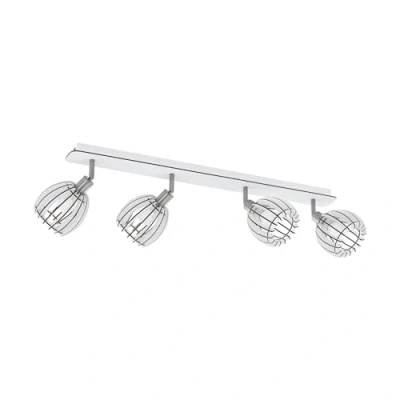 Immagine di EGLO lampada da soffitto Cossano Spot, plafoniera a 4 fiamme, applique, spot in acciaio e legno, colore: nichel opaco, bianco, attacco: E14