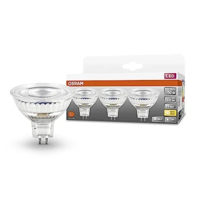 Immagine di OSRAM Lampada LED SPOT MR16 GL 50 con riflettore, a bassa tensione, GU5.3, confezione tripla, 6.5W, 630lm, 2700K, luce bianca calda, consumo energetico molto basso, lunga durata, immediata