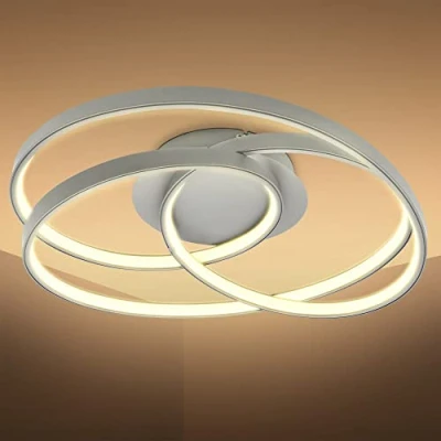 Immagine di B.K.Licht Plafoniera LED ad anelli, 35W, luce calda 3000K, 4600Lm, lampada da soffitto per soggiorno o camera letto, colore argento