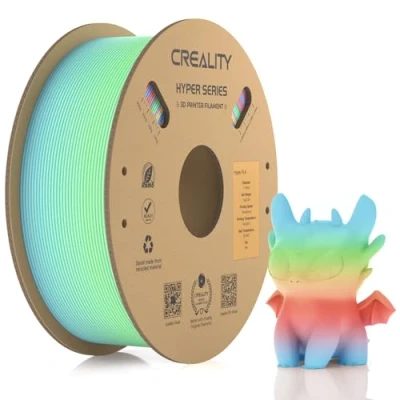 Immagine di Creality Hyper PLA Filamento Arcobaleno 1.75 mm, per Stampa ad Alta Velocità 30 600 mm/s, Precisione Dimensionale +/ 0.03 1 KG (2.2 libbre)/ Bobina (Gradiente Lungo)
