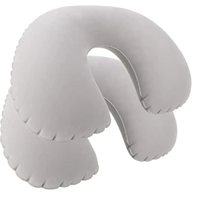 Immagine di com four® 2X Cuscino Gonfiabile per Il Supporto del Collo Pratico da Viaggio cervicale (Rotondo 2 Pezzi Grigio)