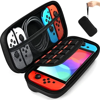 Immagine di iVoler Custodia Compatibile con Nintendo Switch/Nintendo Switch OLED, Portatile Protettiva Case Rigido da Viaggio per Console Accessori Nero