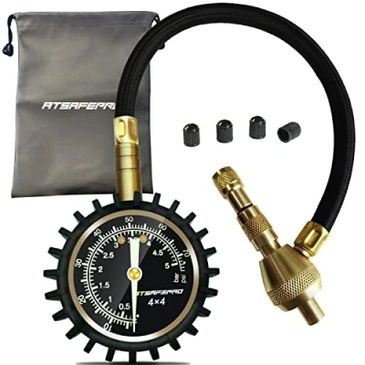 Immagine di Manometro Pressione Gomme professionale 2 in 1, ATsafepro Deflatore per pneumatici 75 psi con perno speciale accessori auto, fuoristrada 4 x