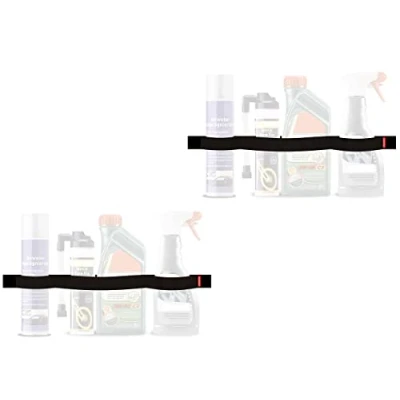 Immagine di TrunkExpert Strisce Velcro Auto, Set di Due, 80x5x0,3 cm, Organizer per Baule, Tre Scomparti, Flessibile, Resistente, Nero, Impermeabile, Fissaggio Oggetti Trasportati