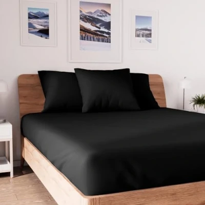 Immagine di Soleil d&#039;ocre Maglia Uccisione Coperchio, Cotone, Nero, 140 x 190 cm