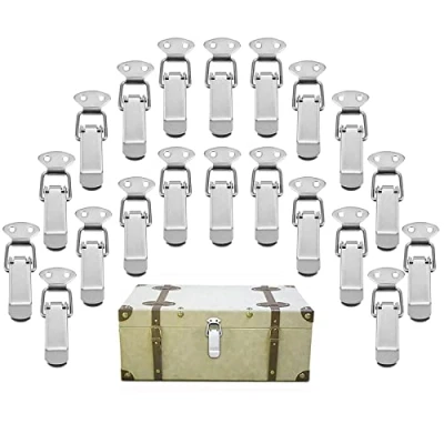 Immagine di Chiusure Ganci per Cassetta Degli Attrezzi, 20 Pz Fermaglio a Molla， Leva Chiusura Collo del Piede Blindature in Acciaio Inox Armadio, Porta, Scatola, Custodia Senza Serratura