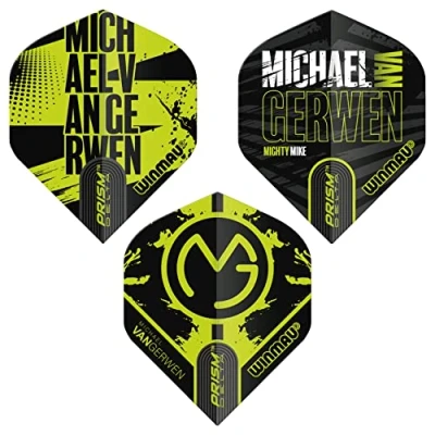 Immagine di WINMAU Michael Van Gerwen Specialist Player Prism Delta Freccette Flight Pack 3 set per confezione (9 voli in totale)