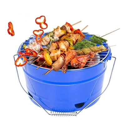 Immagine di Uten Barbecue Carbone Portatile, Mini Barbecue, Secchio per Resistente al Calore, Senza PFOA&amp;BPA, Griglia BBQ all&#039;aperto Giardino Terrazza Campeggio Picnic