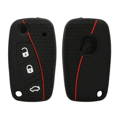 Immagine di kwmobile Custodia Coprichiave Compatibile con Fiat Lancia 3 tasti Cover Copri Telecomando Chiave Auto Chiavi Macchina nero/rosso