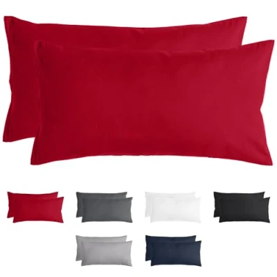 Immagine di Komfortec Set di 2 federe per cuscino, 40 x 80 cm, con chiusura lampo, 100% poliestere spazzolato, 120 g/m², federa super morbida, colore nero
