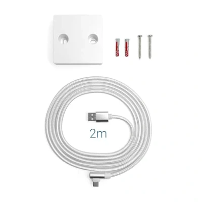 Immagine di Supporto da parete per Wettonline home (a partire dalla 2a generazione), kit completo di montaggio a con cavo, viti e tasselli, elegante fissaggio meteo livello degli occhi,