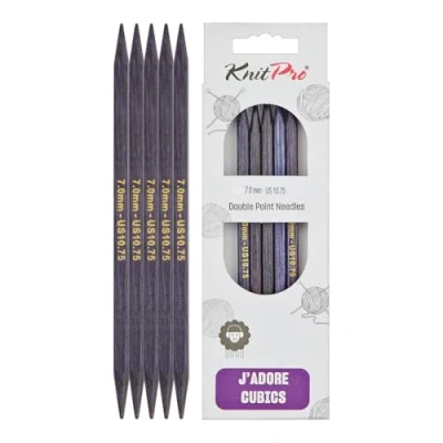 Immagine di KnitPro J&#039;Adore Cubics Ferri da Maglia a Doppia Punta Set 5 Spilli in Legno per Calzini Cappelli Guanti Corti Rotondi 15 cm x 7,00 mm