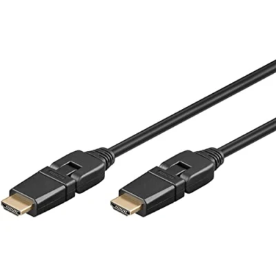 Immagine di goobay 61283 High Speed HDMI 360 cavo con Ethernet/HDMI maschio tipo A/connettore girevole/risoluzione dello schermo fino a 4K@60Hz (Ultra HD 2160p) / spina dorata 1,5 metri