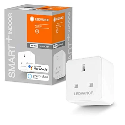 Immagine di LEDVANCE Presa intelligente commutabile con tecnologia WiFi per prese UK, misurazione della potenza, controllabile Google e Alexa Voice Control telecomando, SMART+ PLUG confezione da 1